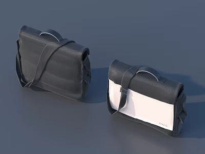 Sleek Black And White Leather Bags With Shoulder Strap And Top Handle 3d model