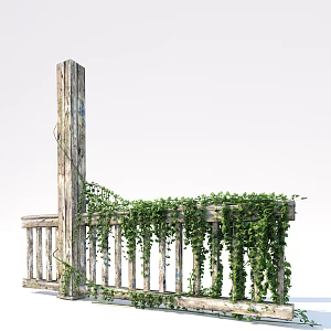 Modern Railing Wood Railing 3d model