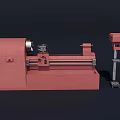 Industrial Red Lathe Machine With Horizontal Bed Spindle And Tool Post For Metalworking