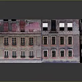 Vintage Multi Storey Corner Building Model With Colored Brick Walls And Windows