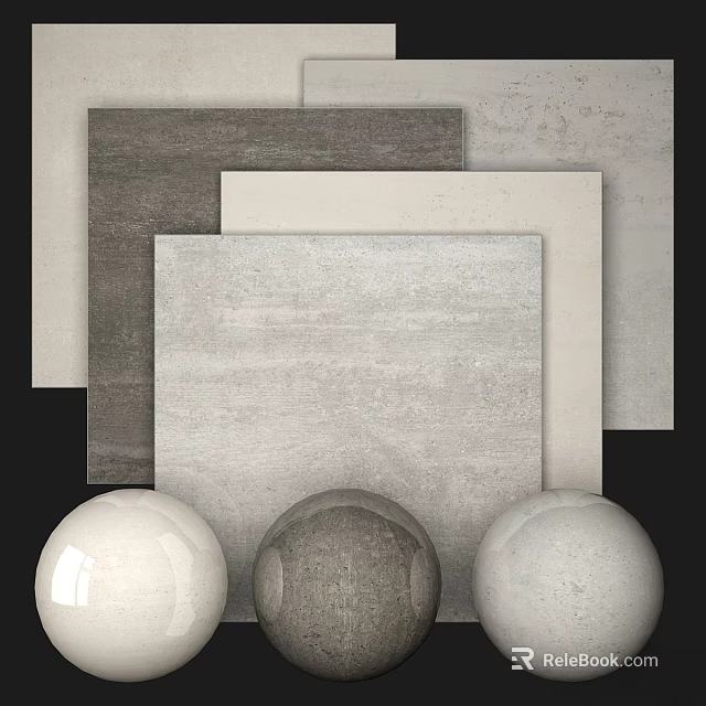 Construction Components With Textured Panels And Decorative Spheres In White Gray Tones 3d model 