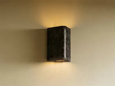 Dark Colored Square Wall Lamp With Textured Surface Mounted On Wall Illuminating Warm Light 3d model