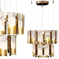 Elegant Modern Chandelier With Marble Gold Metal And Geometric Design Elements