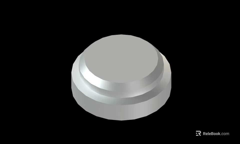 Silver Round Metal Cap With Layered Edges And Smooth Surface Design 3d model 