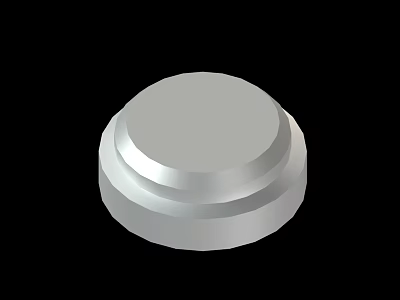 Silver Round Metal Cap With Layered Edges And Smooth Surface Design 3d model