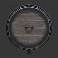 Decorative Ornament Set Including Vintage Wooden Barrel with Metal Hoops for Home Decor