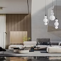 Modern Living Room Interior Design With Beige Sofa Wooden Blinds Coffee Table And Green Plant
