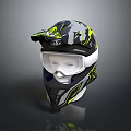 Black Yellow White Motorcycle Helmet With Graphic Design And Protective Visor