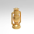 Gold Candle Lamp With Handle And Metallic Texture Vintage Design Stable Base