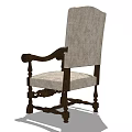 Classic Style Single Sofa with Wooden Frame and Fabric Upholstery Carved Arms and Legs
