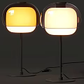 Modern Table Lamps With Dome Shaped Glass Shades Black Pole Yellow White Light