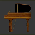 Wooden Upright Piano With Open Lid Golden Interior And Black White Keys For Home Decor