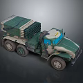 Military Heavy Duty Truck With Green Camouflage Multiple Rocket Launcher System Design