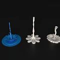 Decorative Ornament Set With Blue And White Flowing Droplet Shapes And Petal Wave Bases