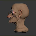 Cartoon Character Head Sculpture With Large Round Glasses Big Nose And Wrinkles