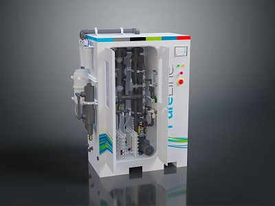 White Electronic Electrical Equipment Featuring Transparent Panel Visible Internal Components Control Panel And Colored Stripes 3d model
