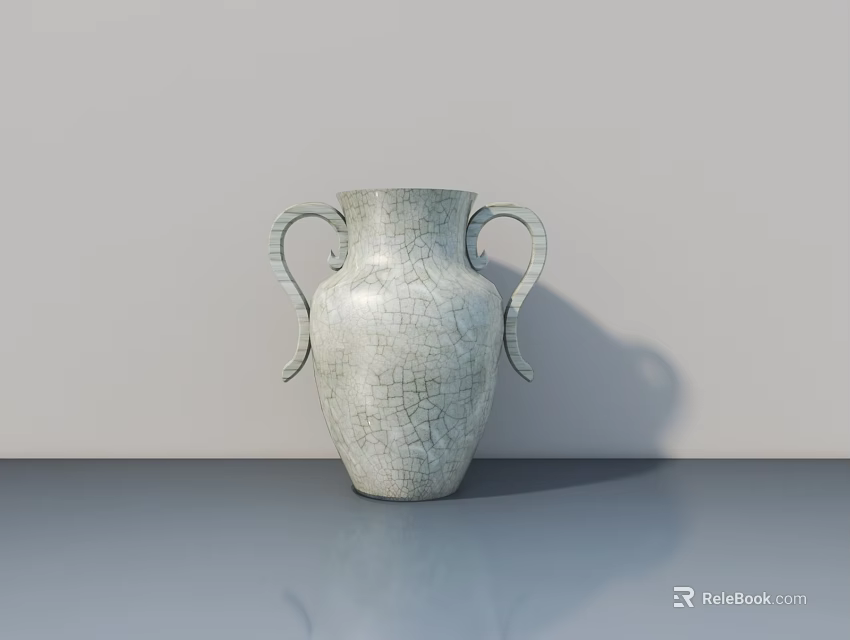 Decorative Ornament Set With Two Handles Cracked Texture Light Gray Tabletop 3d model 
