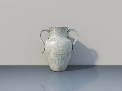 Decorative Ornament Set With Two Handles Cracked Texture Light Gray Tabletop 3d model
