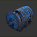Vintage Blue Rusty Barrel Shaped Household Storage Item For Daily Use