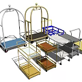 Various Style Service Carts With Wooden Marble Metal And Colorful Frames