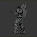 Humanoid Mech Robot Character With Armored Design And Mechanical Features Pose