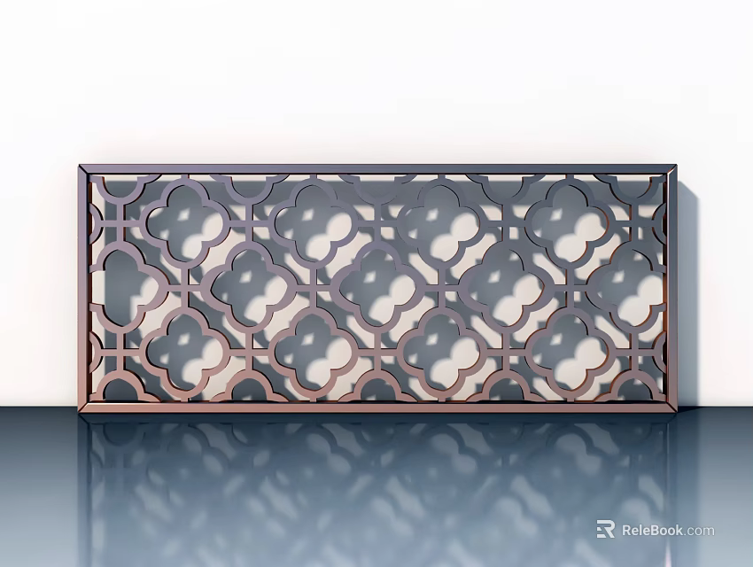 Swing Door With Intricate Lattice Pattern For Modern Interior Decoration 3d model 