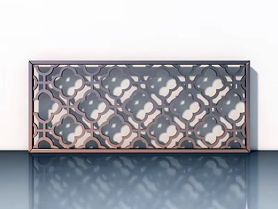 Swing Door With Intricate Lattice Pattern For Modern Interior Decoration 3d model