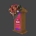 Elegant Commercial Podium Equipment With Decorative Flower Arrangement And Display Panel