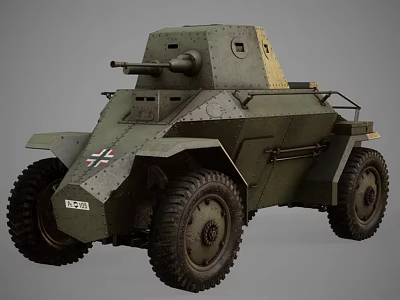 Classic Vintage Wheeled Military Tank With Green Body Insignia And Number 231 3d model