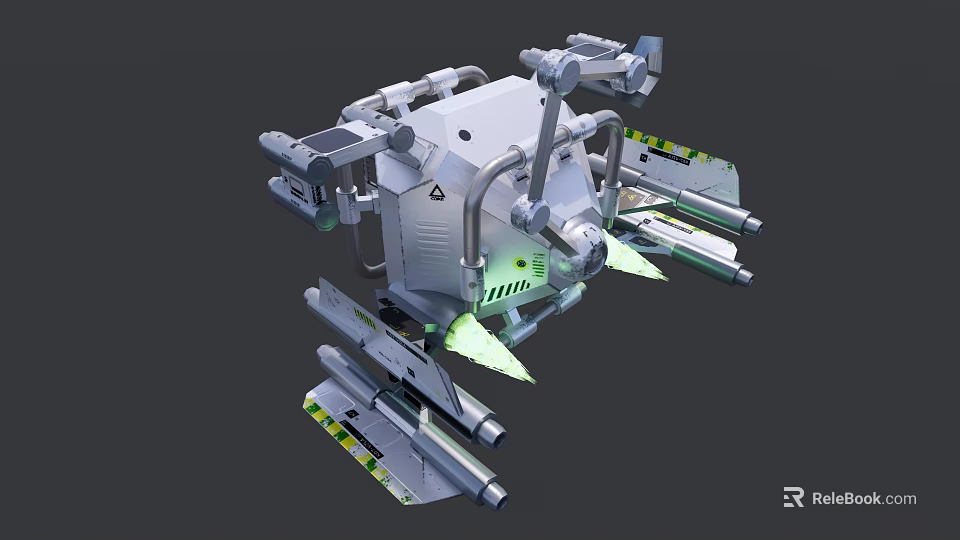 Intelligent Machine With Advanced Mechanical Arms Green Accents And Precision Components 3d model 