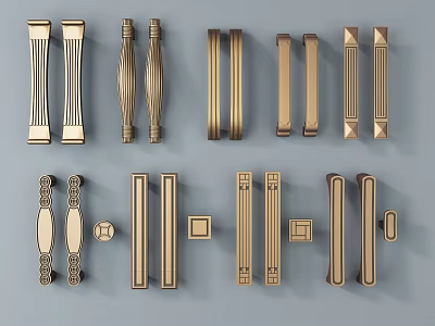 Various Stylish Furniture Handles With Classic And Modern Decorative Designs 3d model