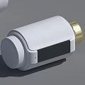 White Cylindrical Industrial Component With Black Middle Section And Golden End 3d model