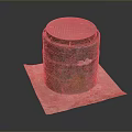 3D Rendered Round Sewer Manhole Cover With Grated Top On Aged Stained Concrete Base