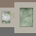 Abstract Painting With Green Textured Pattern In White Frame For Modern Interior Wall Art Decor