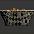 Cheesy Baked Pasta With Savory Filling In Black And White Checkered Container