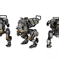 Game Movie Mech Characters With Three Robots In Various Poses And Detailed Design