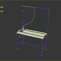 Industrial Style Blue Metal Frame Workbench Featuring Small Equipment On Tabletop