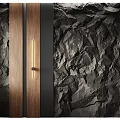 Contemporary Linear Wall Sconce with Warm Light on Wooden Stone Textured Interior Wall