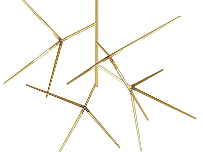 Modern Golden Chandelier With Crossed Metal Rods For Interior Decor Lighting 3d model