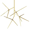 Modern Golden Chandelier With Crossed Metal Rods For Interior Decor Lighting