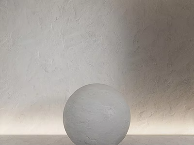 Light Gray Spherical Decorative Ornament Set With Textured Wall And Light Colored Surface 3d model