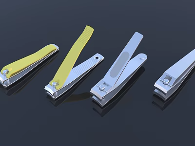 Essential Nail Clippers in Yellow and Silver Arranged on Black Background for Daily Use 3d model