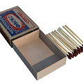 Open Vintage Matchbox With Retro Label And Brown Tipped Wooden Matches Inside
