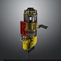 Yellow And Black Weapon With Red Component Handle And Hydraulic Mechanical Structure