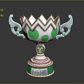 Decorative Furniture Trophy Featuring Green Polka Dots Silver Wing Handles And White Orange Design