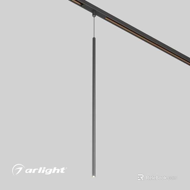 Minimalist Black Metal Pendant Light With Long Hanging Rod For Interior Decor 3d model 