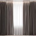 Dark Curtains With White Sheer For Elegant Window Double Layer Design 3d model