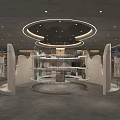 Modern Clothing Store Interior Design With Circular Layout Display Racks And Lighting 3d model