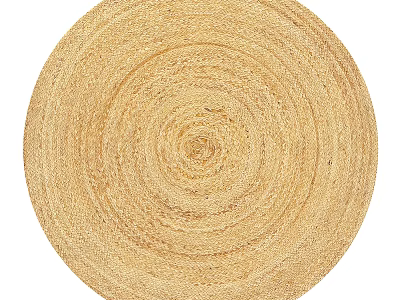 Round Beige Woven Rug With Concentric Circle Pattern And Natural Fiber Texture 3d model