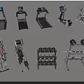 Public Fitness Facilities With Treadmills Elliptical Machines Stationary Bikes Dumbbell Racks And Barbell Sets